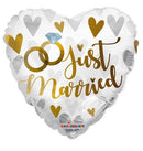 18" Just Married Heart Foil Balloon - (Single Pack). 15870-18 - FestiUSA