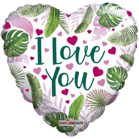 18" Love Hearts & Leaves Eco Foil Balloon - (Single Pack). 16364-18 - FestiUSA