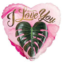 18" Love You Heart Leave Foil Balloon - (Single Pack). 16365-18 - FestiUSA