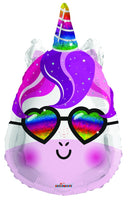 18" Unicorn With Glasses Shape – (Single Pack). 16005-18 - FestiUSA