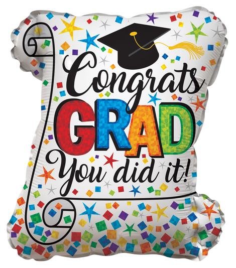 20" Congrats Grad Diploma Shape Foil Balloon - (Single Pack). 85359-20 - FestiUSA