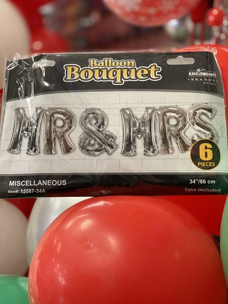 34” Bouquet MR & MRS Silver - Assortment 6 Pcs (Single Pack). 15587-34 - FestiUSA