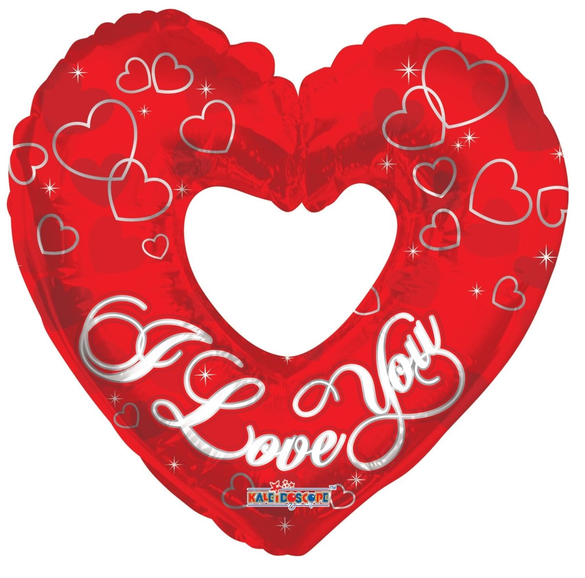 36" I Love You Balloon Silver Heart With Hole - (Single Pack). 19129-36 - FestiUSA