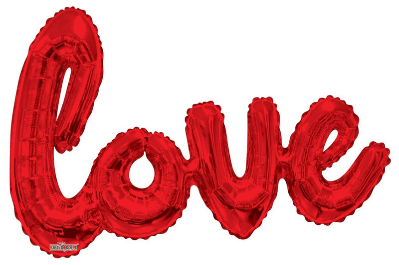 36" Love Red Script Foil Balloon - (Single Pack). 15745-36 - FestiUSA