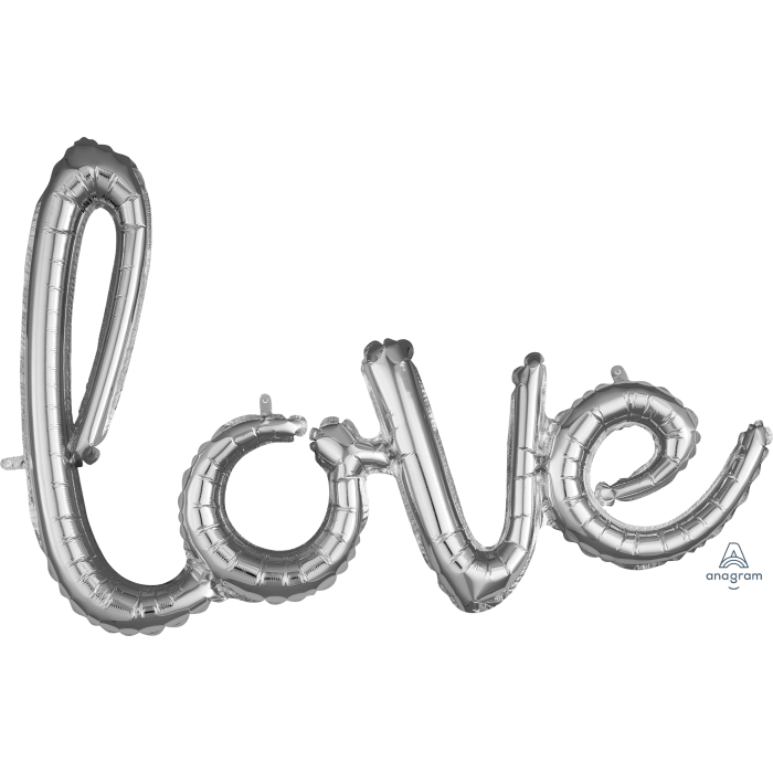 36″ SC Silver Love Script Shape – (Single Pack). 15733-36 - FestiUSA