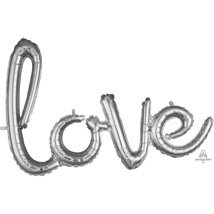 36″ SC Silver Love Script Shape – (Single Pack). 15733-36 - FestiUSA