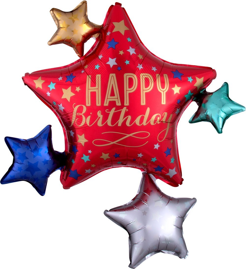 Birthday Satin Star Cluster 32" x 35" - (Single Pack). 3905701 - FestiUSA