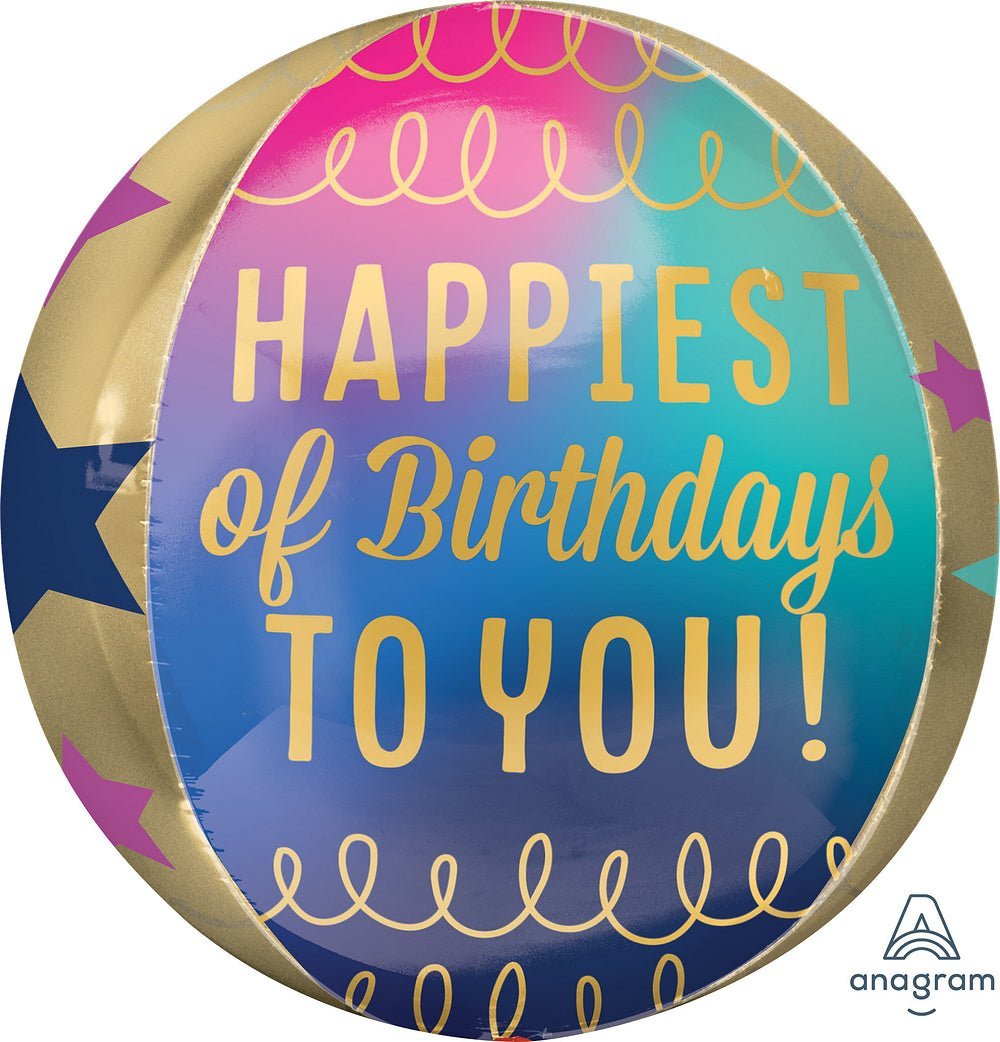 Birthday Stars and Gold Orbz 15" - (Single Pack). 4126601 - FestiUSA