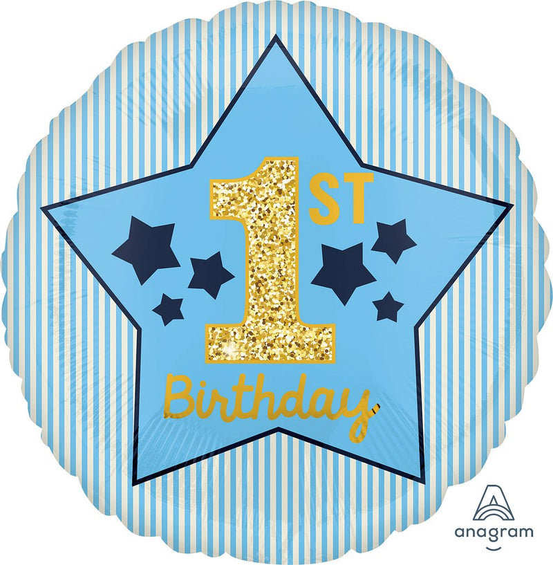 Boy 1st Birthday Blue & Gold 17" - (Single Pack). 4037001 - FestiUSA