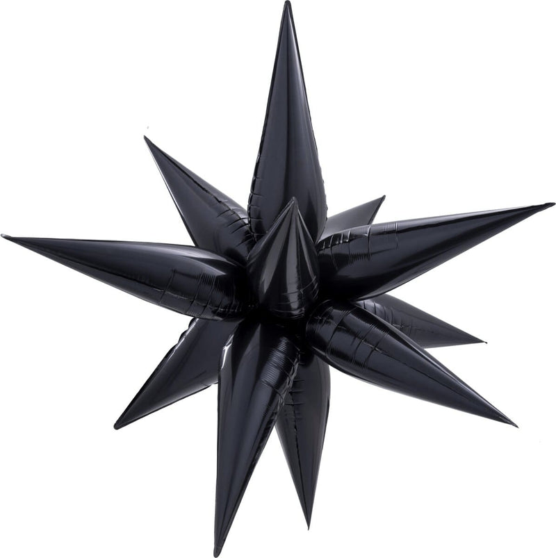 Decochamp Starburst Black 3D Foil Balloon - 40" in. - FestiUSA