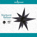 Decochamp Starburst Black 3D Foil Balloon - 40" in. - FestiUSA