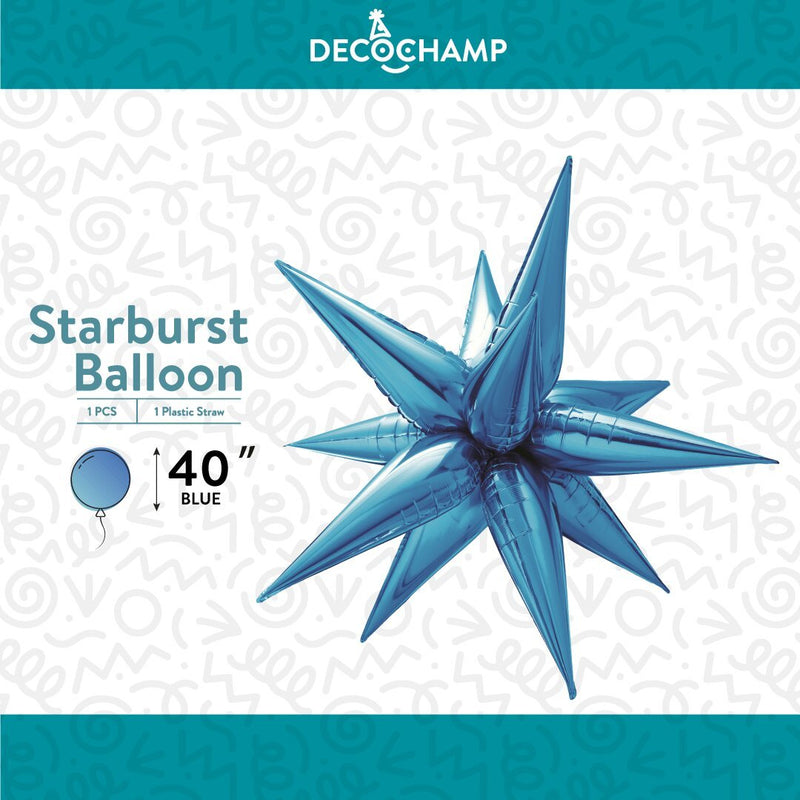 Decochamp Starburst Blue 3D Foil Balloon - 40" in. - FestiUSA