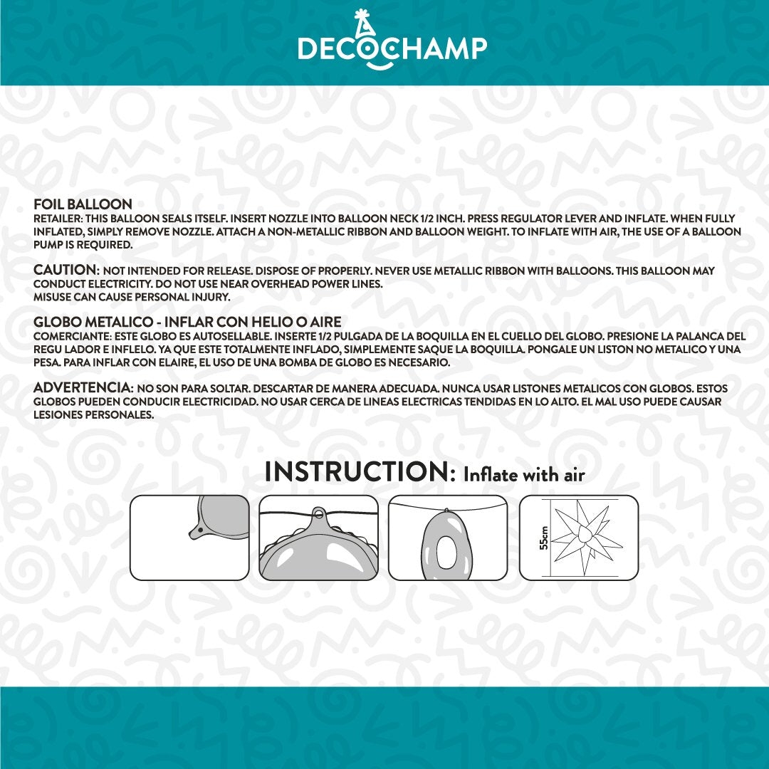 Decochamp Starburst Champagne 3D Foil Balloon - 22" in. - FestiUSA