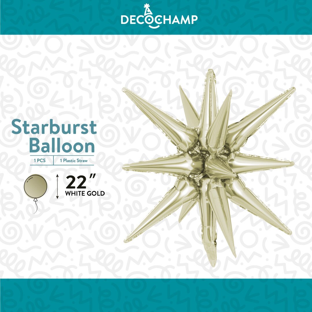 Decochamp Starburst Champagne 3D Foil Balloon - 22" in. - FestiUSA