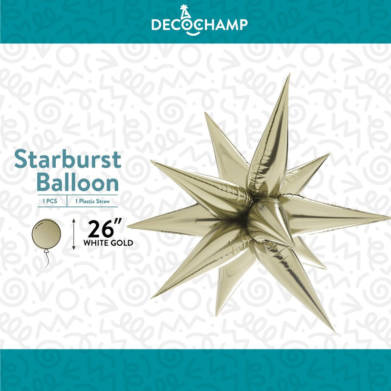 Decochamp Starburst Champagne 3D Foil Balloon - 26" in. - FestiUSA