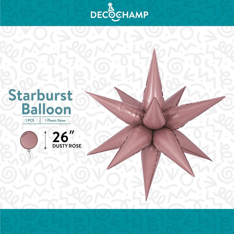 Decochamp Starburst Dusty Rose 3D Foil Balloon - 26" in. - FestiUSA