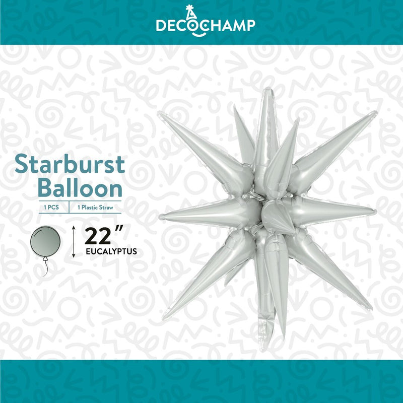 Decochamp Starburst Eucalyptus 3D Foil Balloon - 22" in. - FestiUSA
