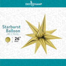 Decochamp Starburst Gold 3D Foil Balloon - 26" in. - FestiUSA