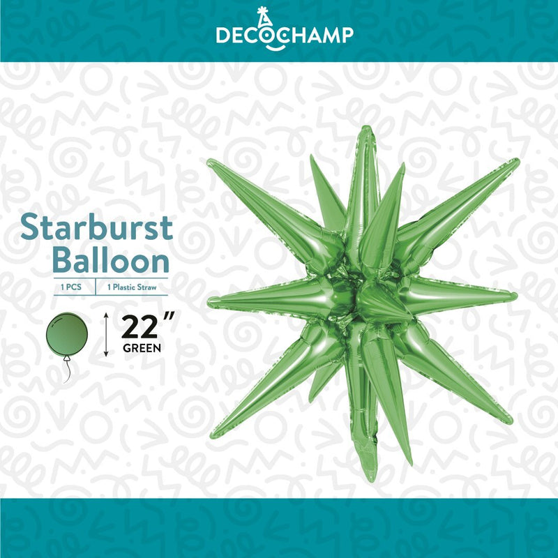 Decochamp Starburst Green 3D Foil Balloon - 22" in. - FestiUSA