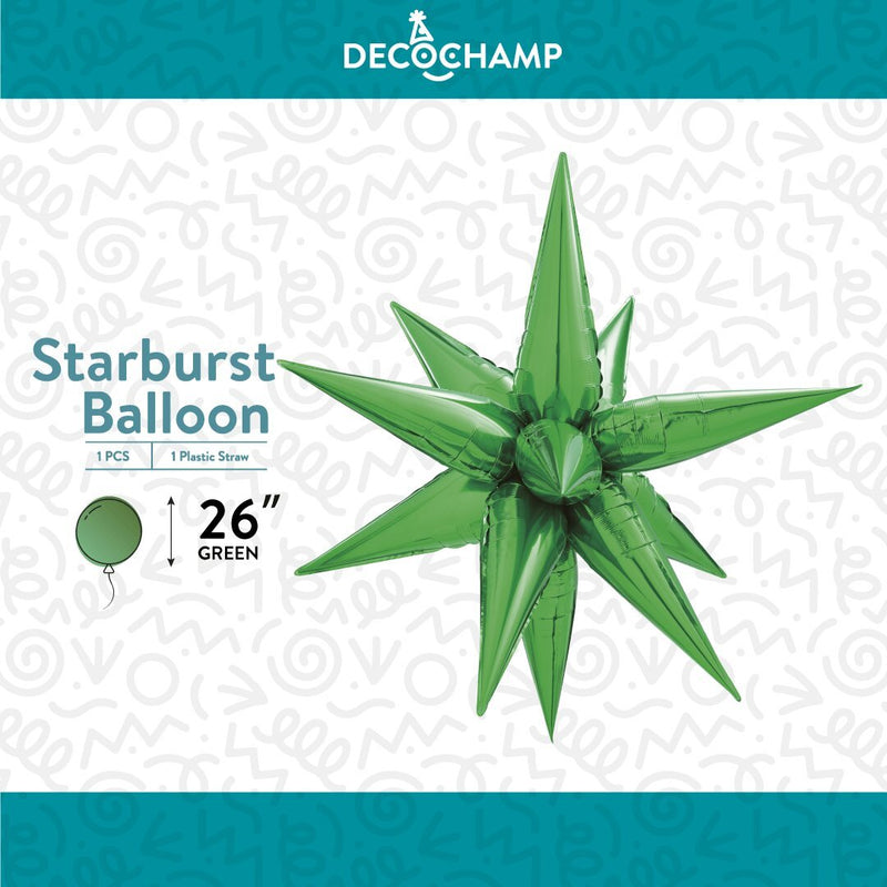 Decochamp Starburst Green 3D Foil Balloon - 26" in. - FestiUSA
