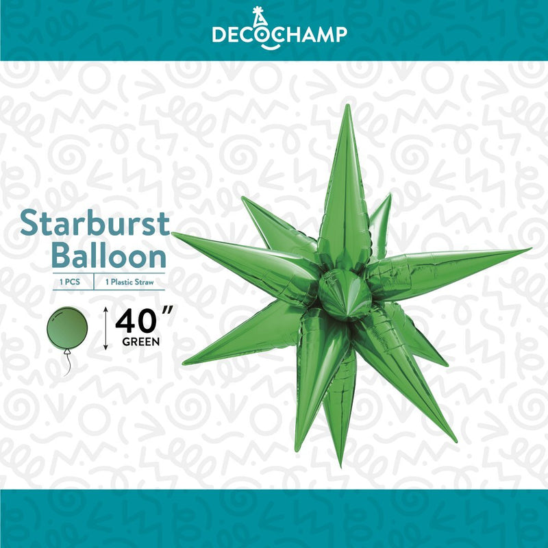 Decochamp Starburst Green 3D Foil Balloon - 40" in. - FestiUSA