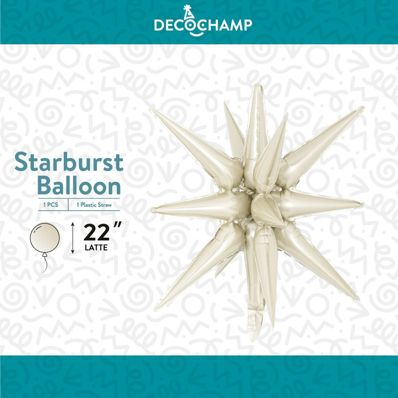 Decochamp Starburst Latte 3D Foil Balloon - 22" in. - FestiUSA