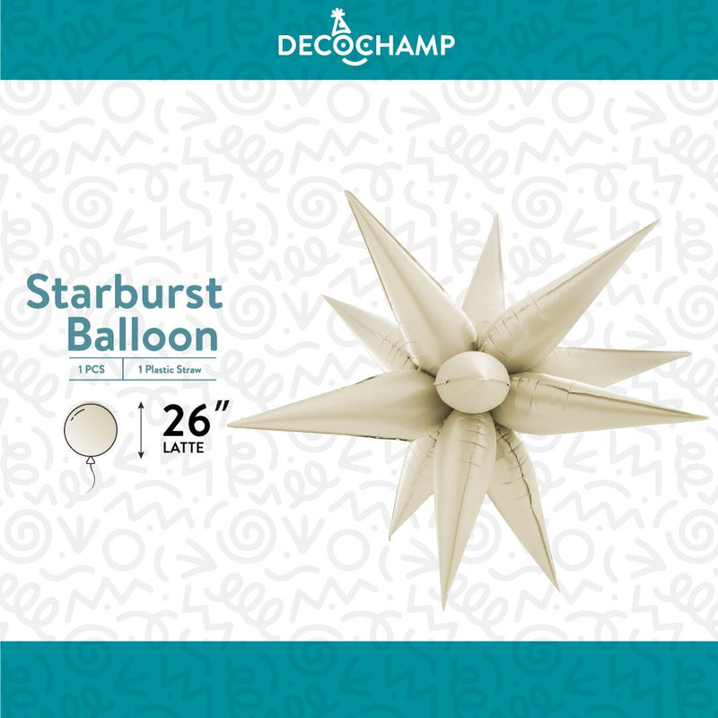 Decochamp Starburst Latte 3D Foil Balloon - 26" in. - FestiUSA