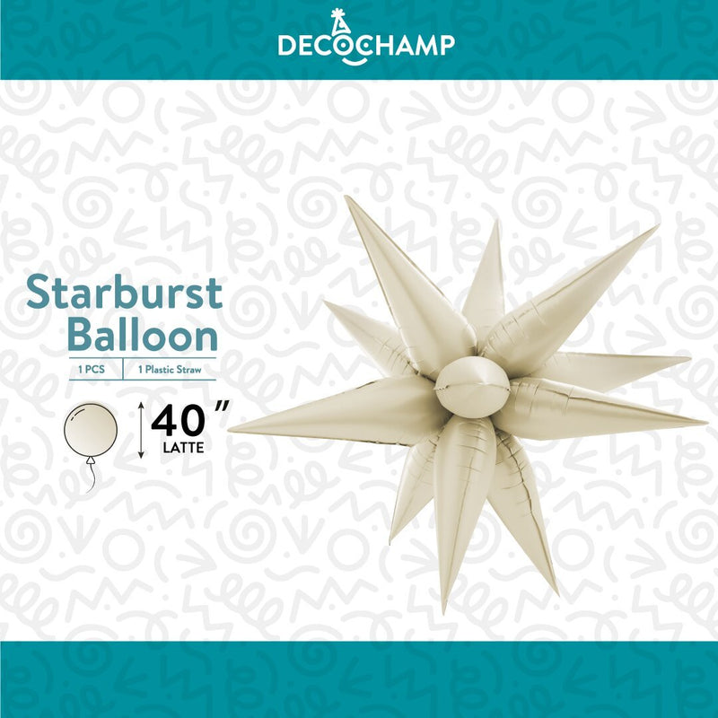 Decochamp Starburst Latte 3D Foil Balloon - 40" in. - FestiUSA