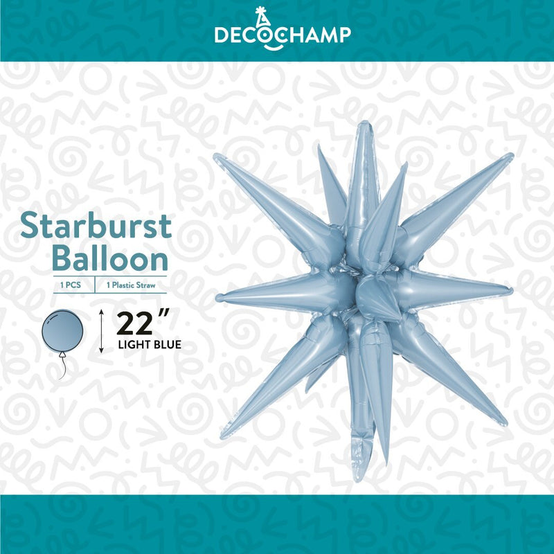Decochamp Starburst Light Blue 3D Foil Balloon - 22" in. - FestiUSA