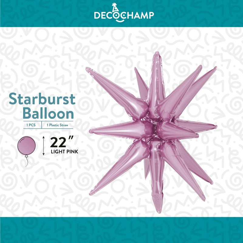 Decochamp Starburst Light Pink 3D Foil Balloon - 22" in. - FestiUSA