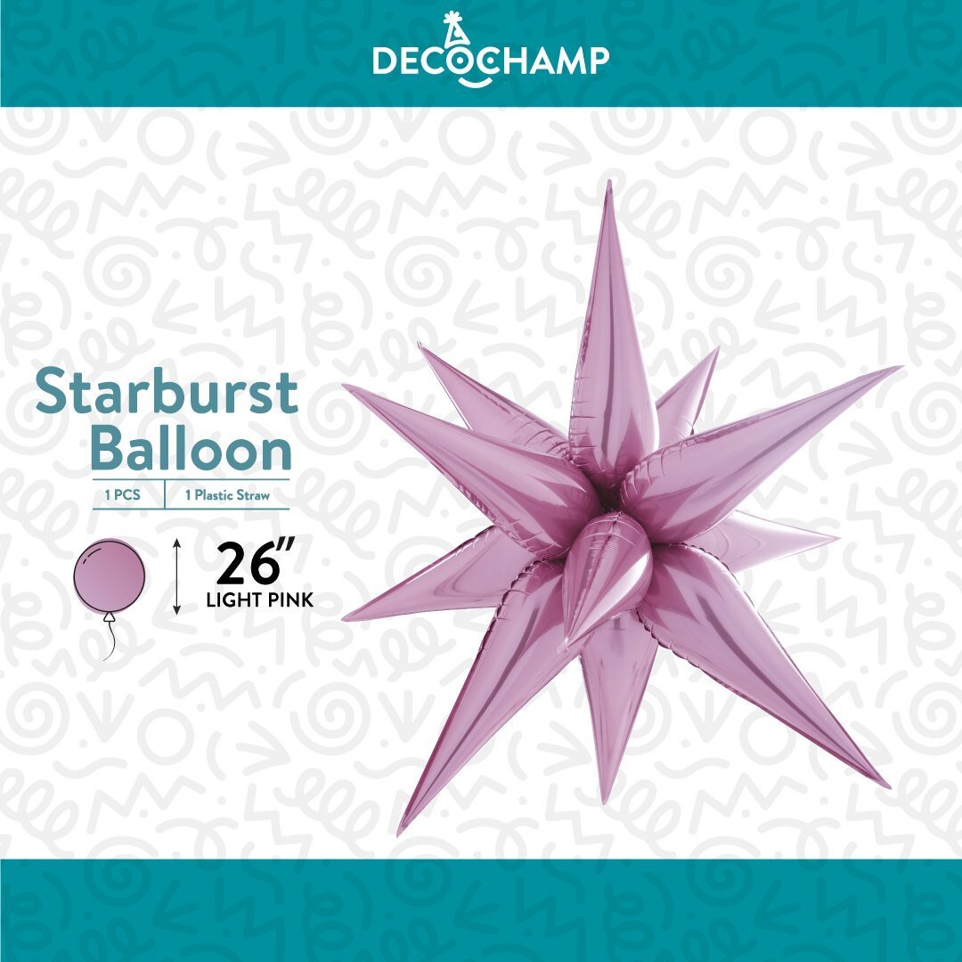 Decochamp Starburst Light Pink 3D Foil Balloon - 26" in. - FestiUSA