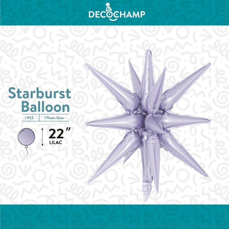 Decochamp Starburst Lilac 3D Foil Balloon - 22" in. - FestiUSA