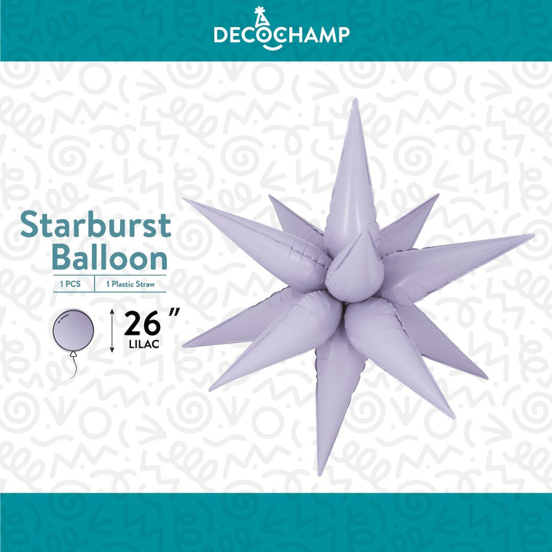 Decochamp Starburst Lilac 3D Foil Balloon - 26" in. - FestiUSA