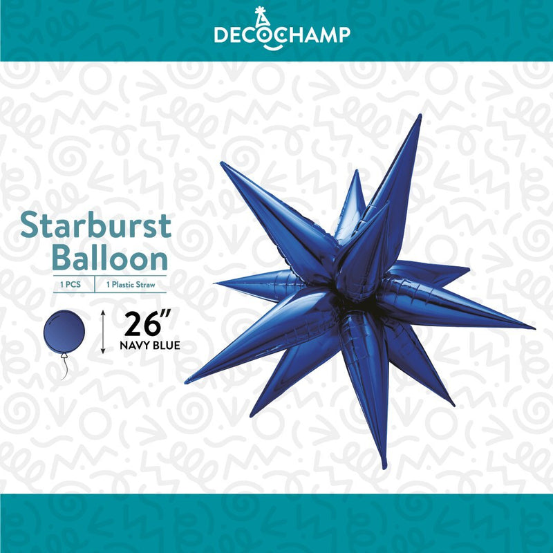 Decochamp Starburst Navy Blue 3D Foil Balloon - 26" in. - FestiUSA