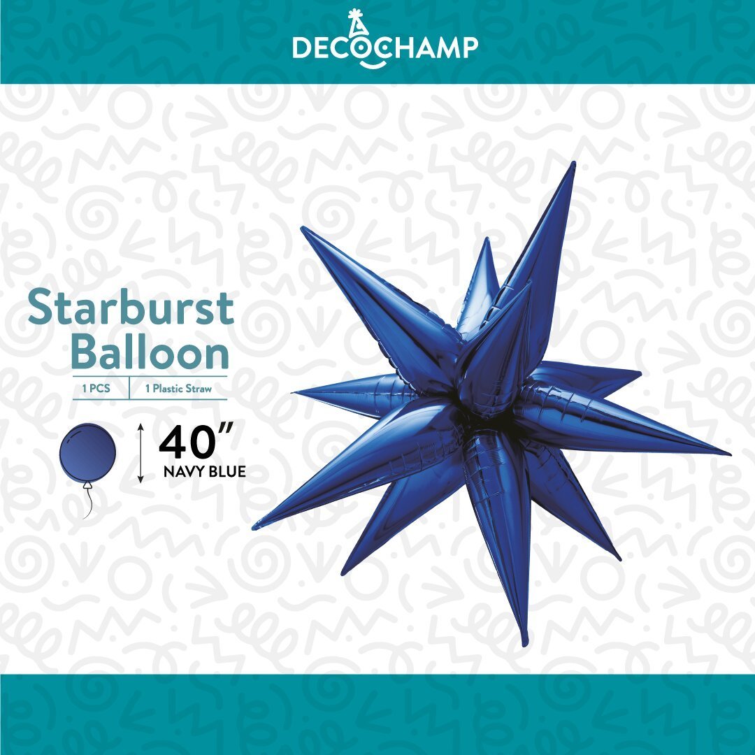 Decochamp Starburst Navy Blue 3D Foil Balloon - 40" in. - FestiUSA