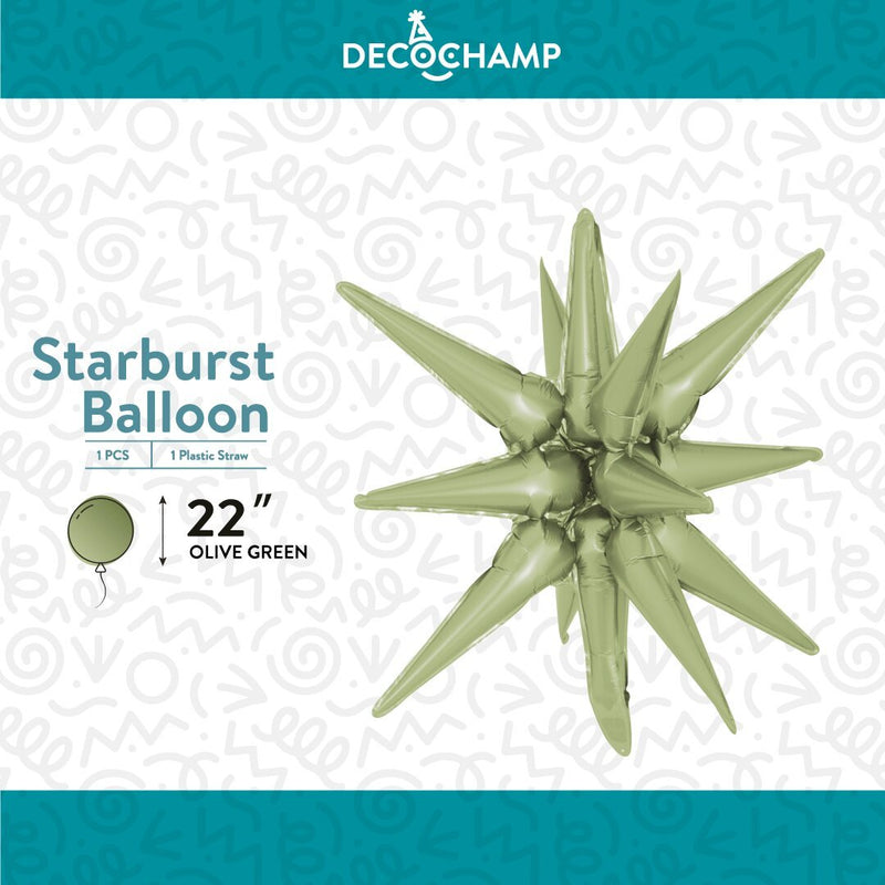 Decochamp Starburst Olive 3D Foil Balloon - 22" in. - FestiUSA