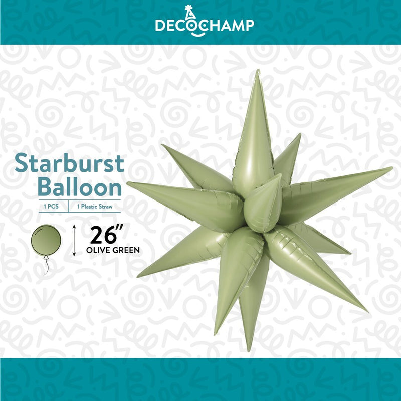 Decochamp Starburst Olive 3D Foil Balloon - 26" in. - FestiUSA