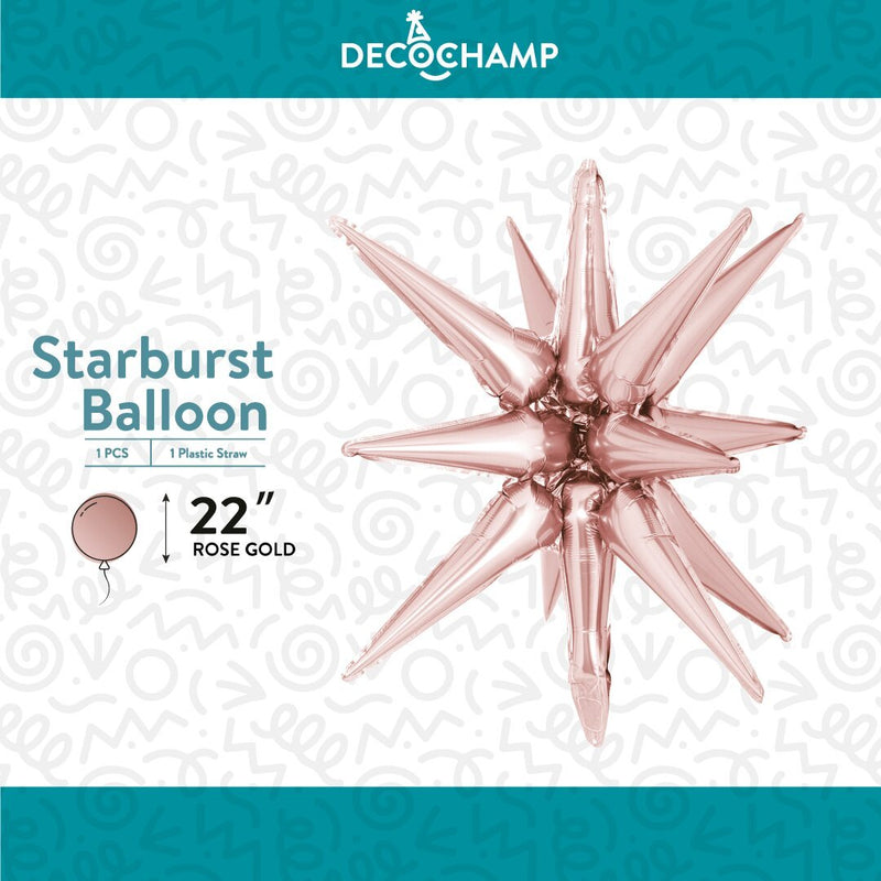 Decochamp Starburst Rose Gold 3D Foil Balloon - 22" in. - FestiUSA