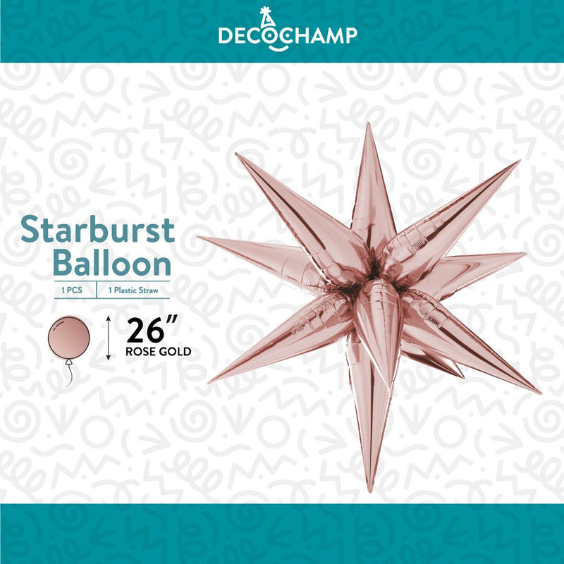 Decochamp Starburst Rose Gold 3D Foil Balloon - 26" in. - FestiUSA