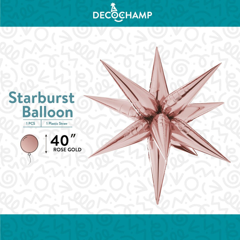 Decochamp Starburst Rose Gold 3D Foil Balloon - 40" in. - FestiUSA