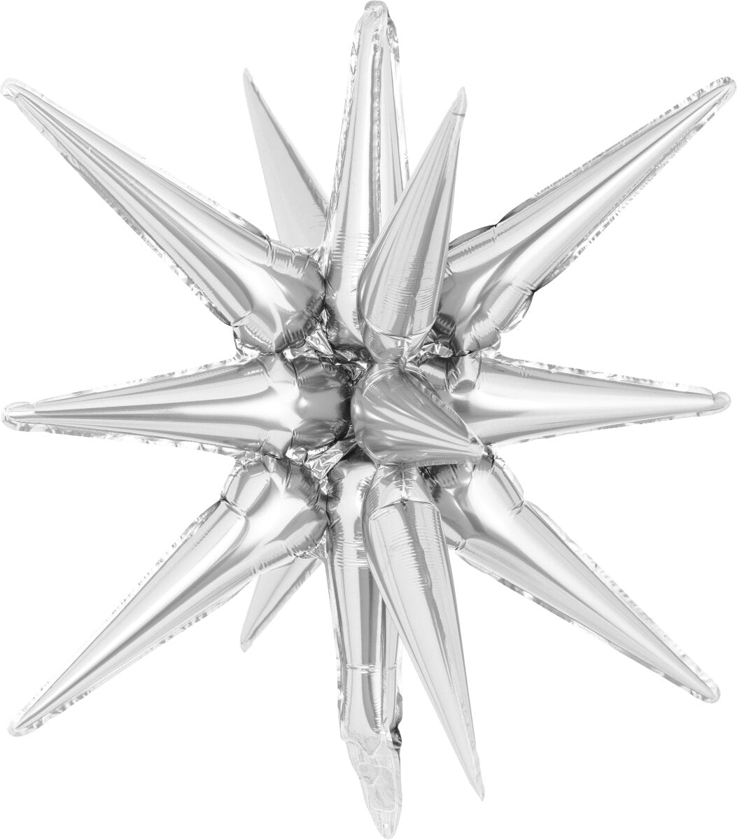 Decochamp Starburst Silver 3D Foil Balloon - 22" in. - FestiUSA