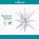 Decochamp Starburst White 3D Foil Balloon - 22" in. - FestiUSA