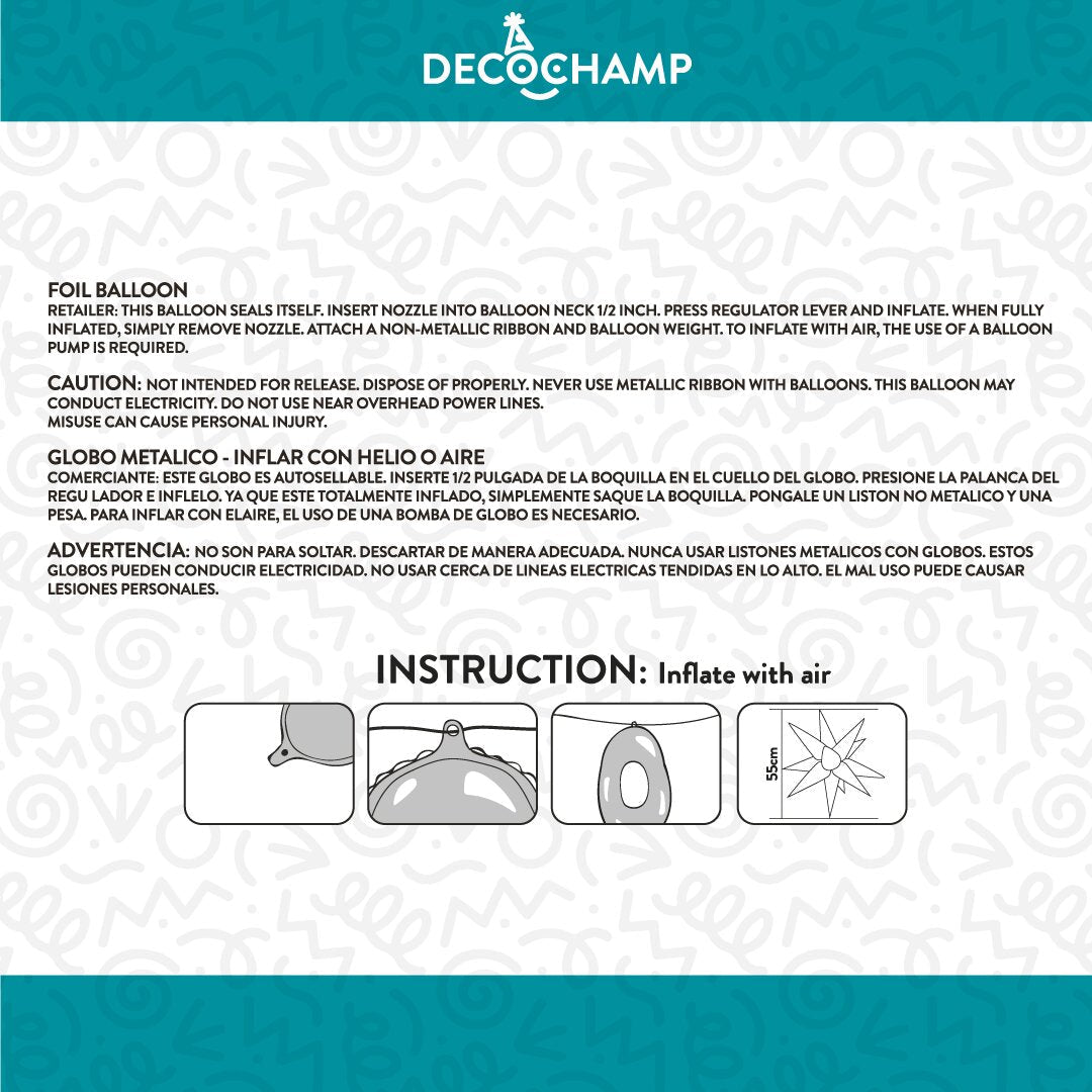 Decochamp Starburst White 3D Foil Balloon - 22" in. - FestiUSA
