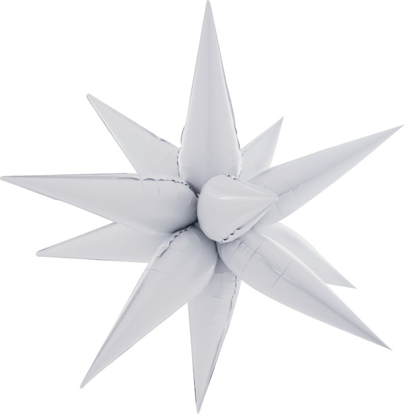 Decochamp Starburst White 3D Foil Balloon - 40" in. - FestiUSA