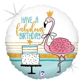 Fabulous Flamingo Birthday 18" - (Flat). 36884 - FestiUSA