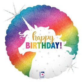 Glitter Unicorn Birthday 18" 36882 (Single Pack) - FestiUSA