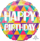 Happy Birthday Colorful Triangles 17" - (Single Pack). 3962901 - FestiUSA