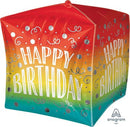 Happy Birthday Gradient Swirls Cubez 15" - (Single Pack). 3963101 - FestiUSA