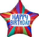 Happy Birthday Striped Star 19” - (Single Pack). 3456401 - FestiUSA