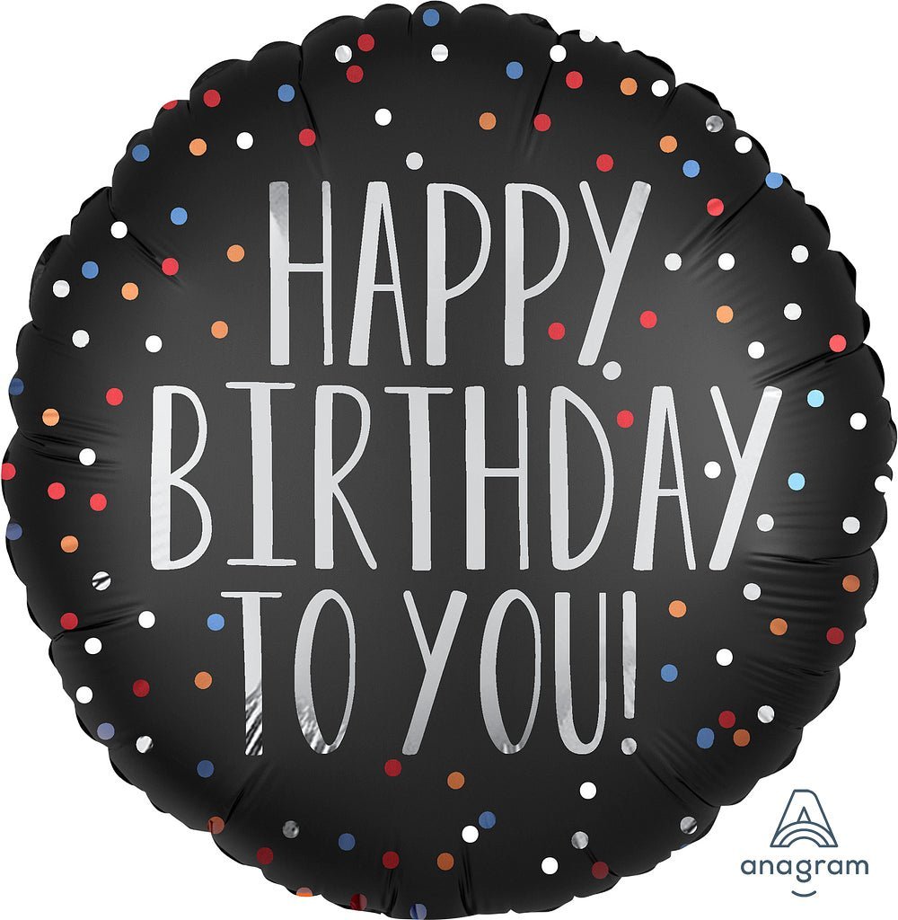Happy Birthday To You Satin Dots 18" - (Single Pack). 3906201 - FestiUSA